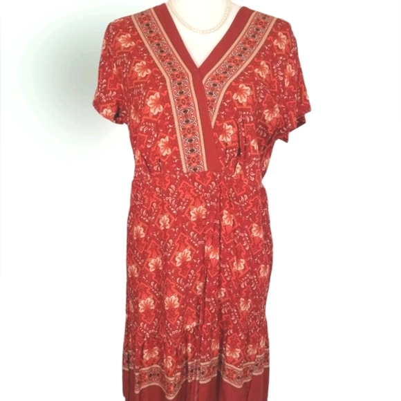 Floral Pattern Cotton short sleeves Dress. XL - Picture 3 of 12